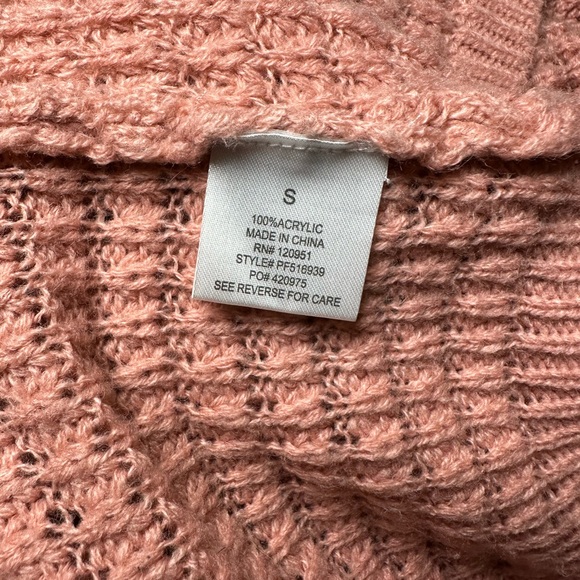 Pink Rose Cardigan with Pockets and Cable Knit Back - Picture 3 of 5